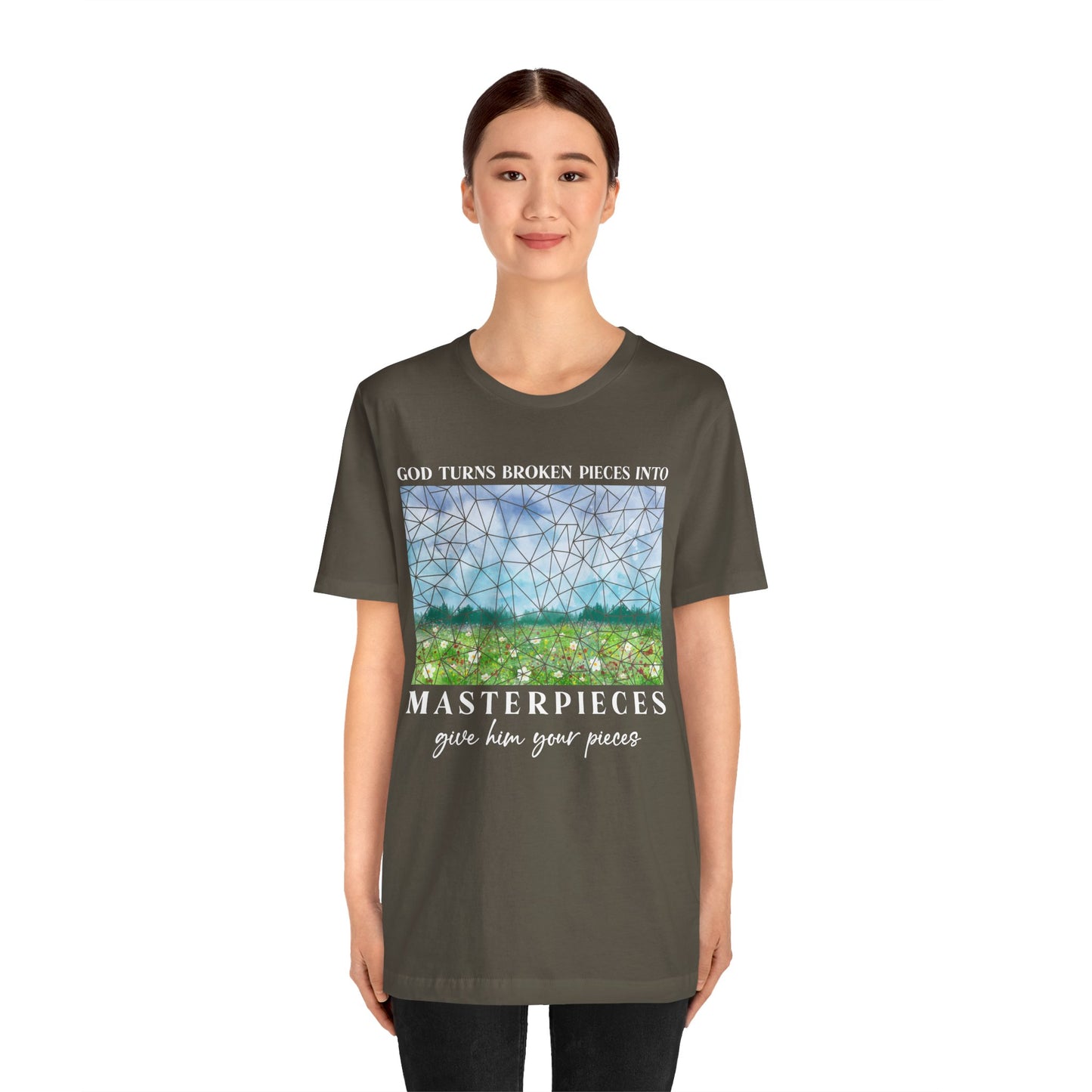 God Turns Broken Pieces Into Masterpieces Shirt – Christian Encouragement Tee