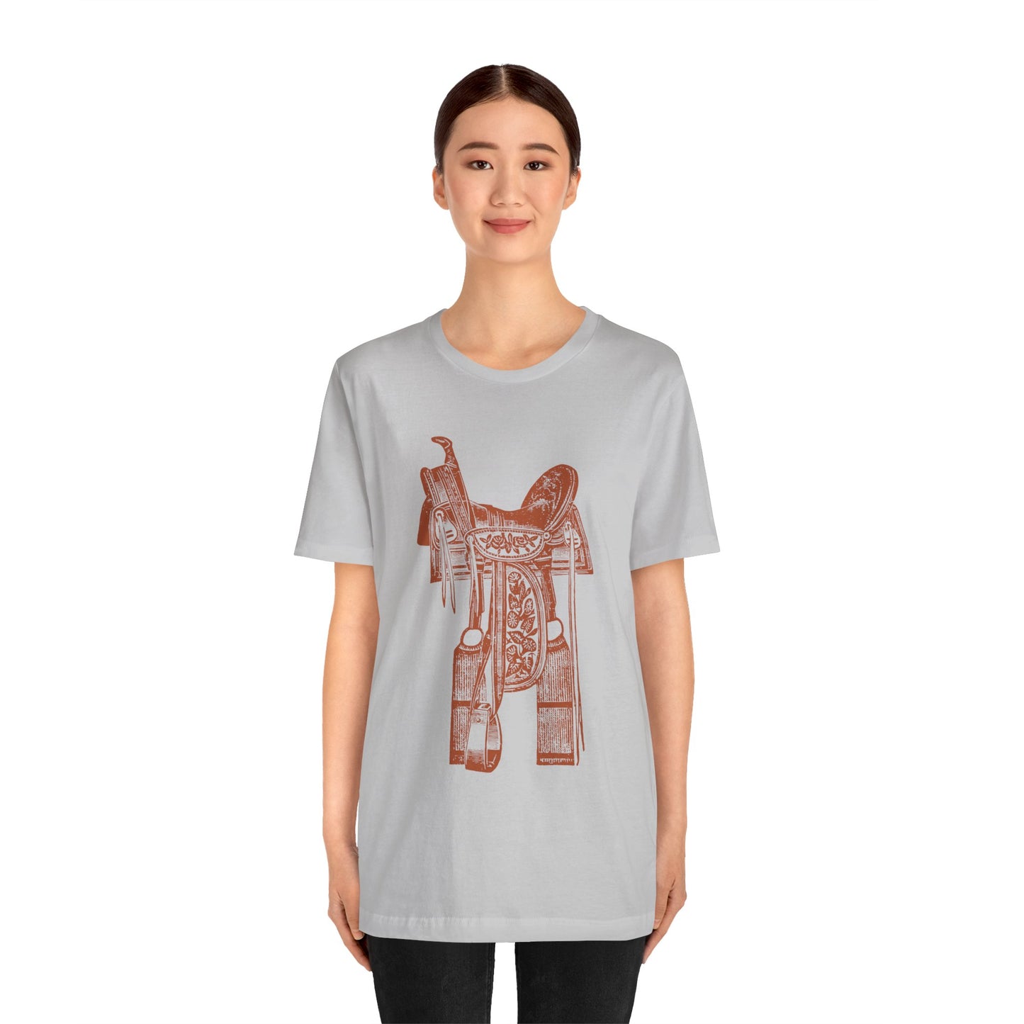 Floral Tooled Saddle Shirt – Western Horse Rodeo Cowgirl Cowboy Tee