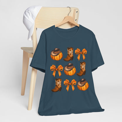 Howdy Pumpkin Shirt – Coquette Bow Cowgirl Western Fall Thanksgiving Tee