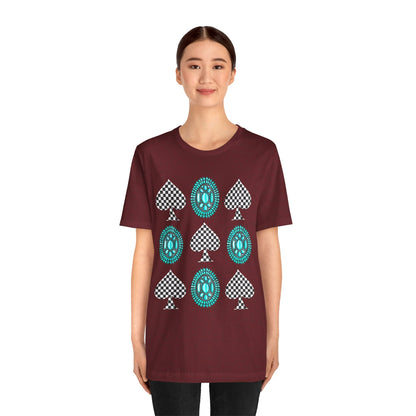 Western Turquoise Stone Shirt – Gemstone Playing Card Texas Rodeo Tee