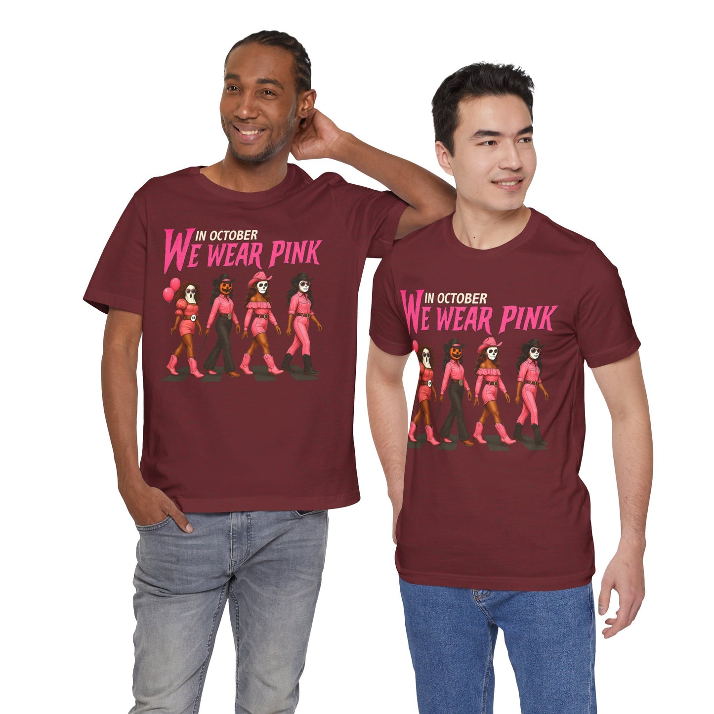 In October We Wear Pink Shirt – Spooky Cowgirl Western Halloween Tee