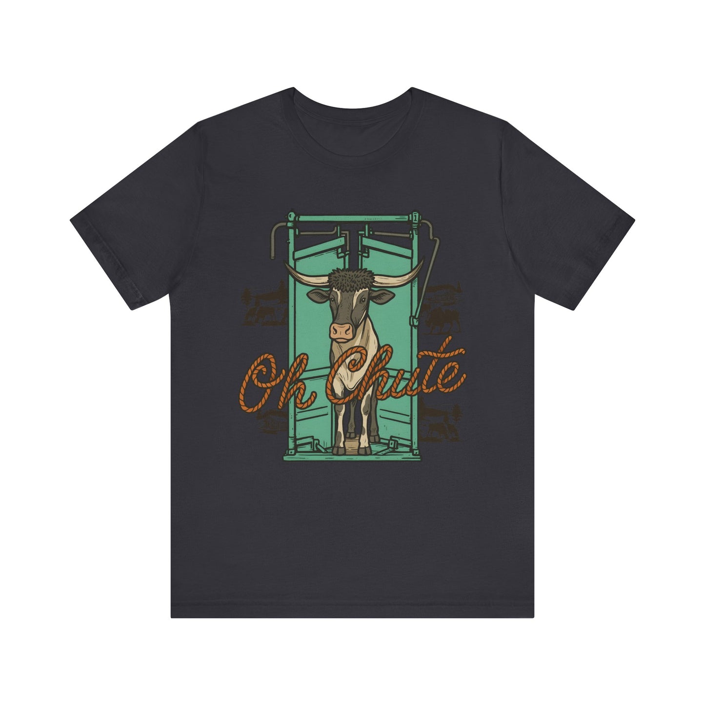 Oh Chute Teal Bull Shirt – Funny Rodeo Western Bucking Cowboy Tee