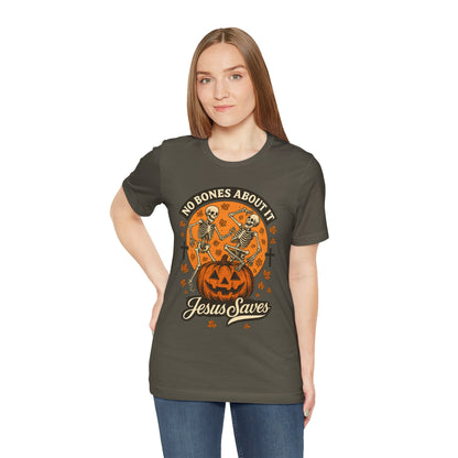No Bones About It Jesus Saves Shirt – Christian Skeleton Halloween Faith Tee
