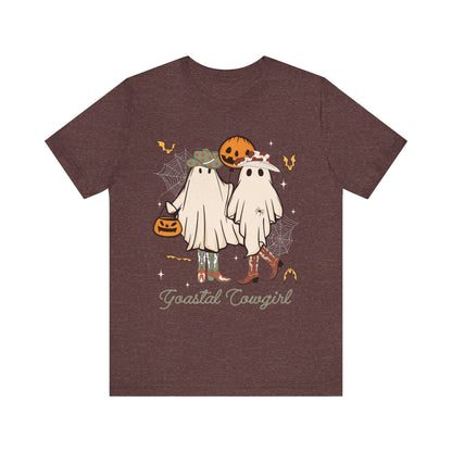 Ghostal Coastal Cowgirl T-Shirt, Western Ghost Halloween Tee, Spooky Cute Rodeo Shirt