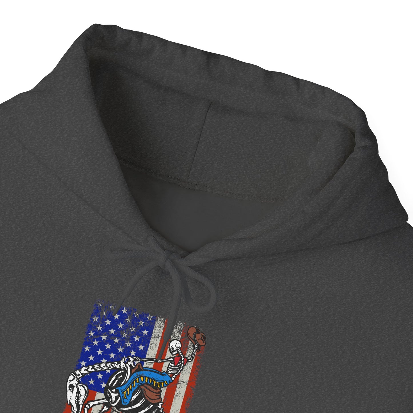 US Flag Skeleton Cowboy Hoodie – Western Horse Riding Rodeo Pullover