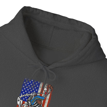 US Flag Skeleton Cowboy Hoodie – Western Horse Riding Rodeo Pullover