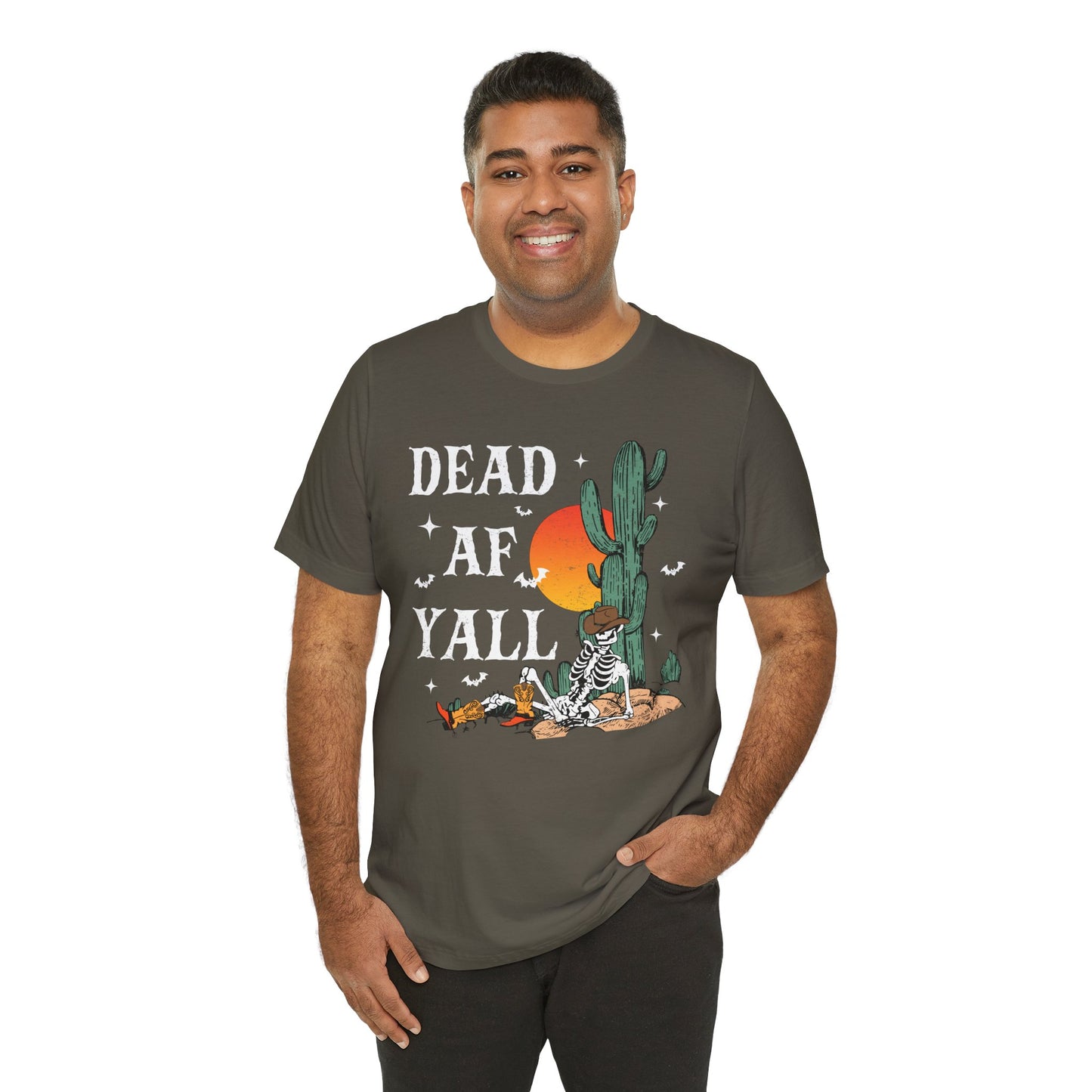 Dead AF Y’all Shirt – Western Skeleton Cowboy Spooky Halloween Tee