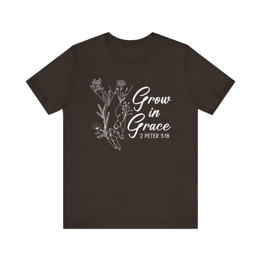 Grow in Grace Shirt – 2 Peter 3:18 Floral Christian Faith Bible Verse Tee