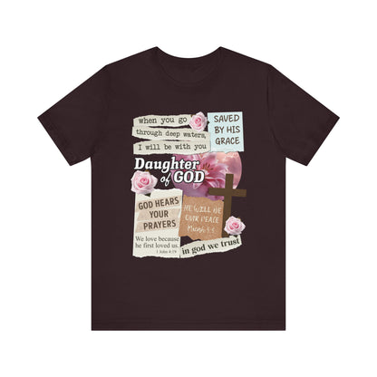 Daughter of God Shirt – Christian Floral Bible Verse Encouraging Faith Tee for Women