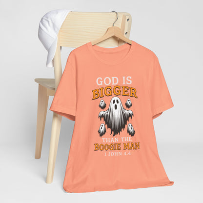 God Is Bigger Than the Boogie Man Shirt – Christian Ghost Halloween Faith Tee