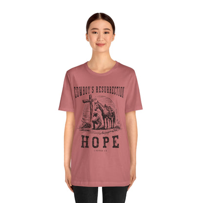 Cowboy’s Resurrection Hope Shirt – Christian Cross Western Rodeo Tee