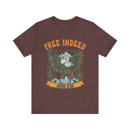 Free Indeed Shirt – Vintage John 8:36 Christian Eagle Bible Prayer Tee