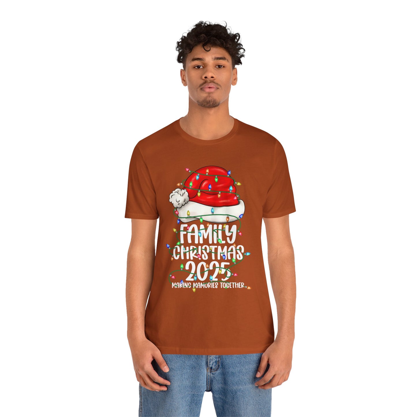 Family Christmas 2025 Shirt – Santa Hat & String Lights Matching Holiday Tee