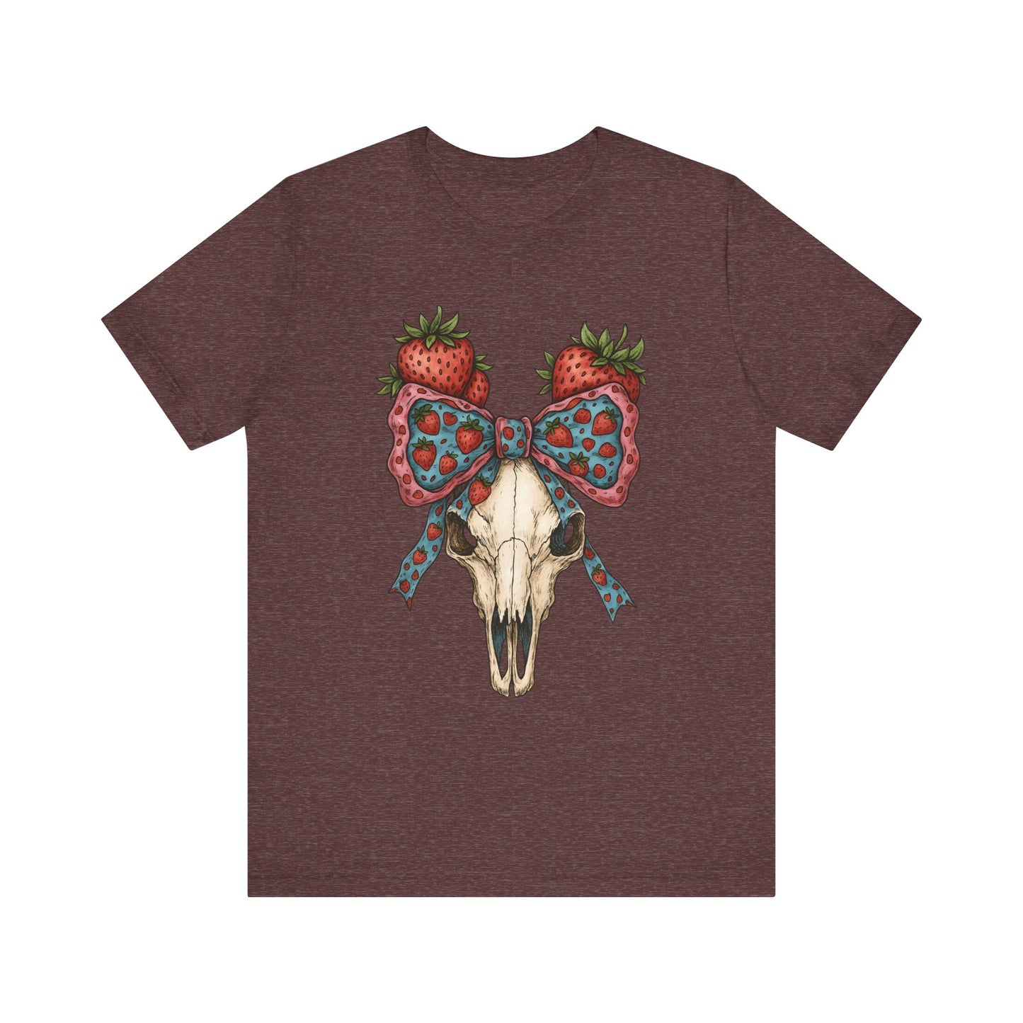 Retro Strawberry Cow Skull Shirt – Western Coquette Summer Vibes Tee
