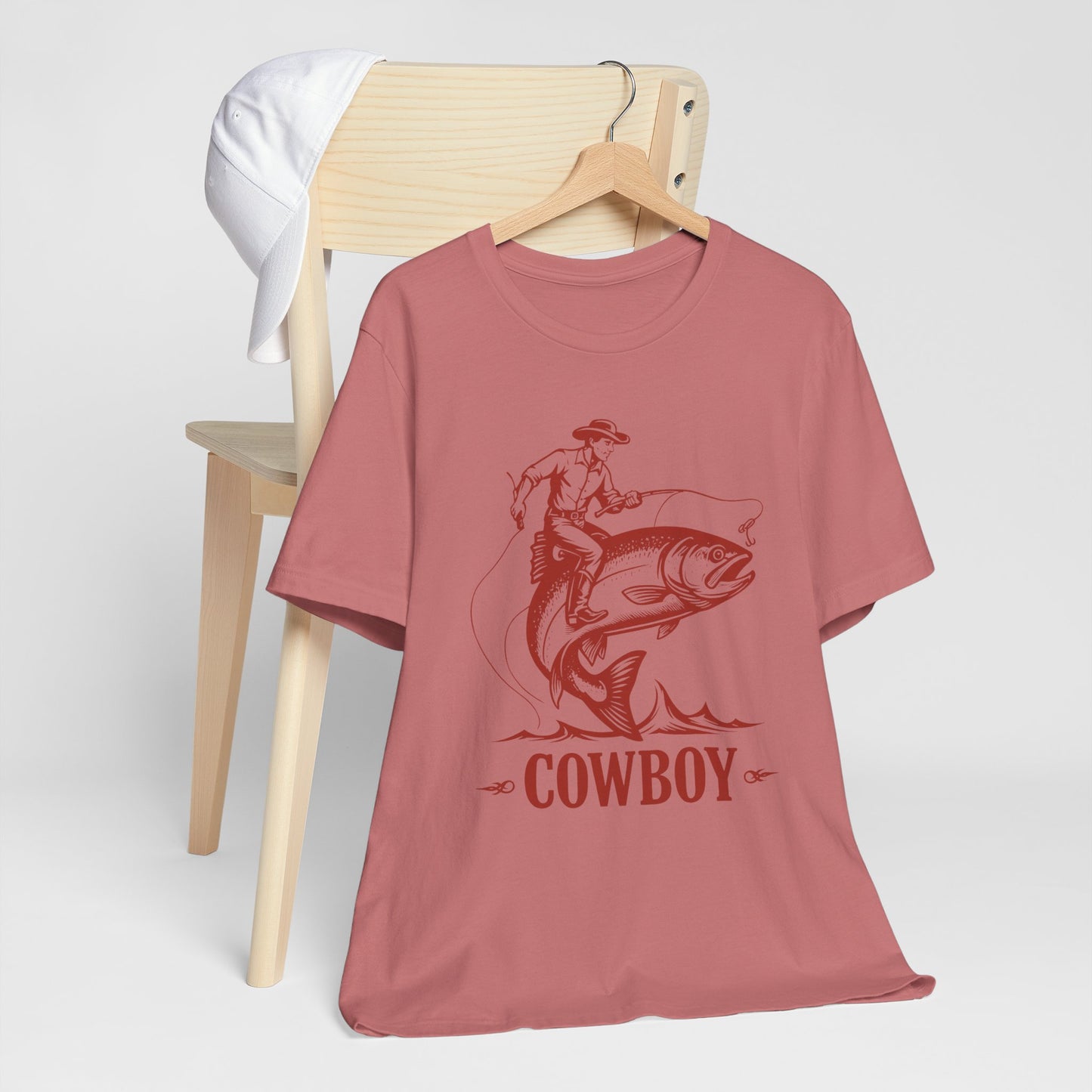 Cowboy Riding a Giant Fish Shirt – Vintage Western Fishing Rodeo Tee