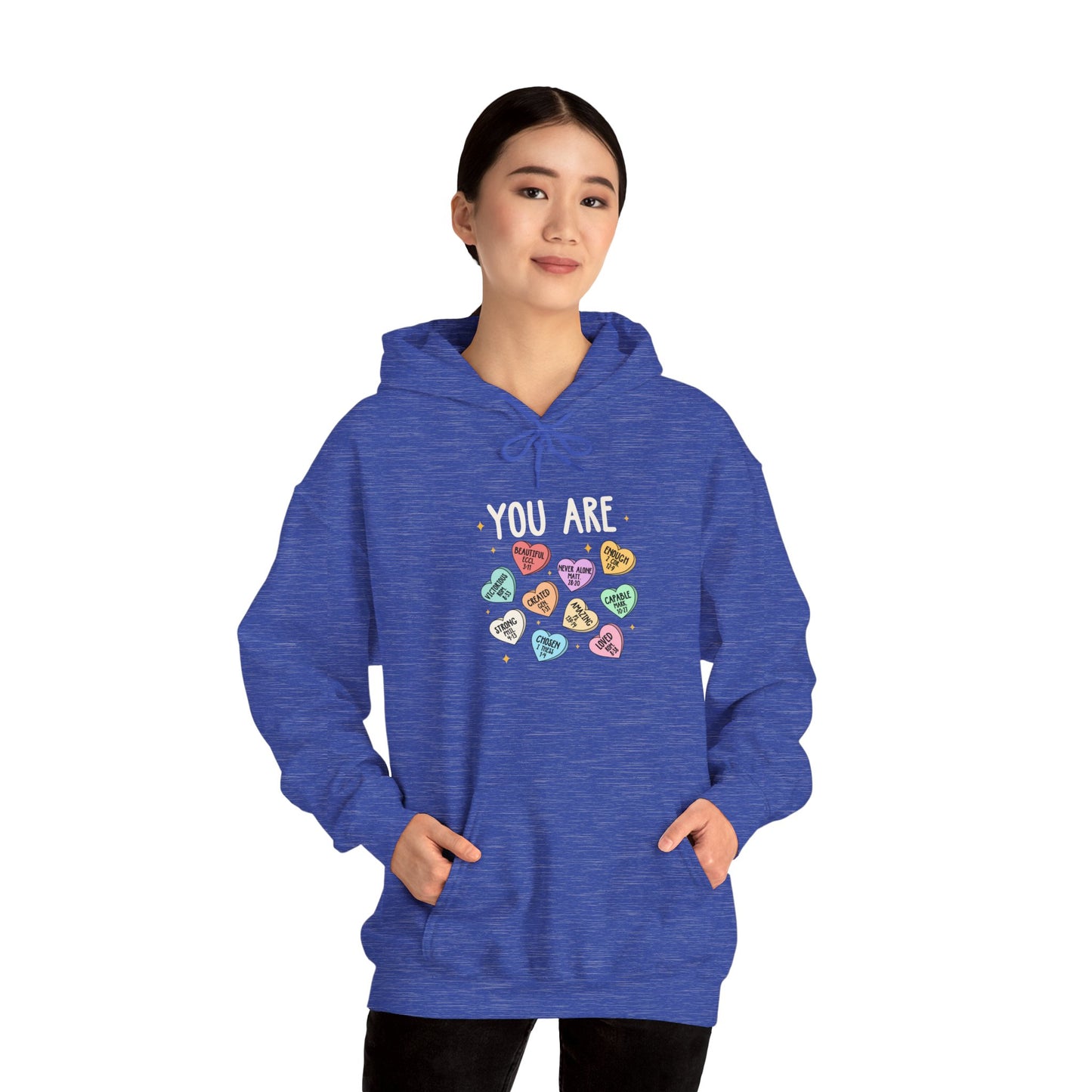 You Are Christian Hoodie – Bible Verse Conversation Heart Faith Pullover