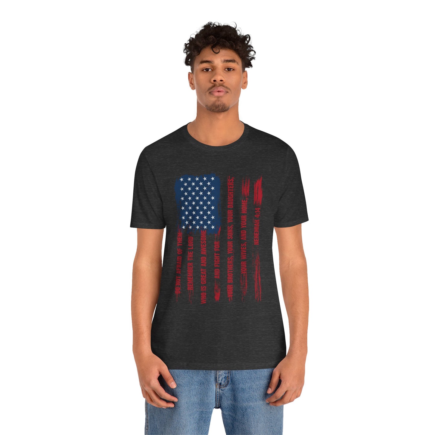 Legacy Dads Shirt – USA Flag Nehemiah 4:14 Christian Men’s Faith Tee
