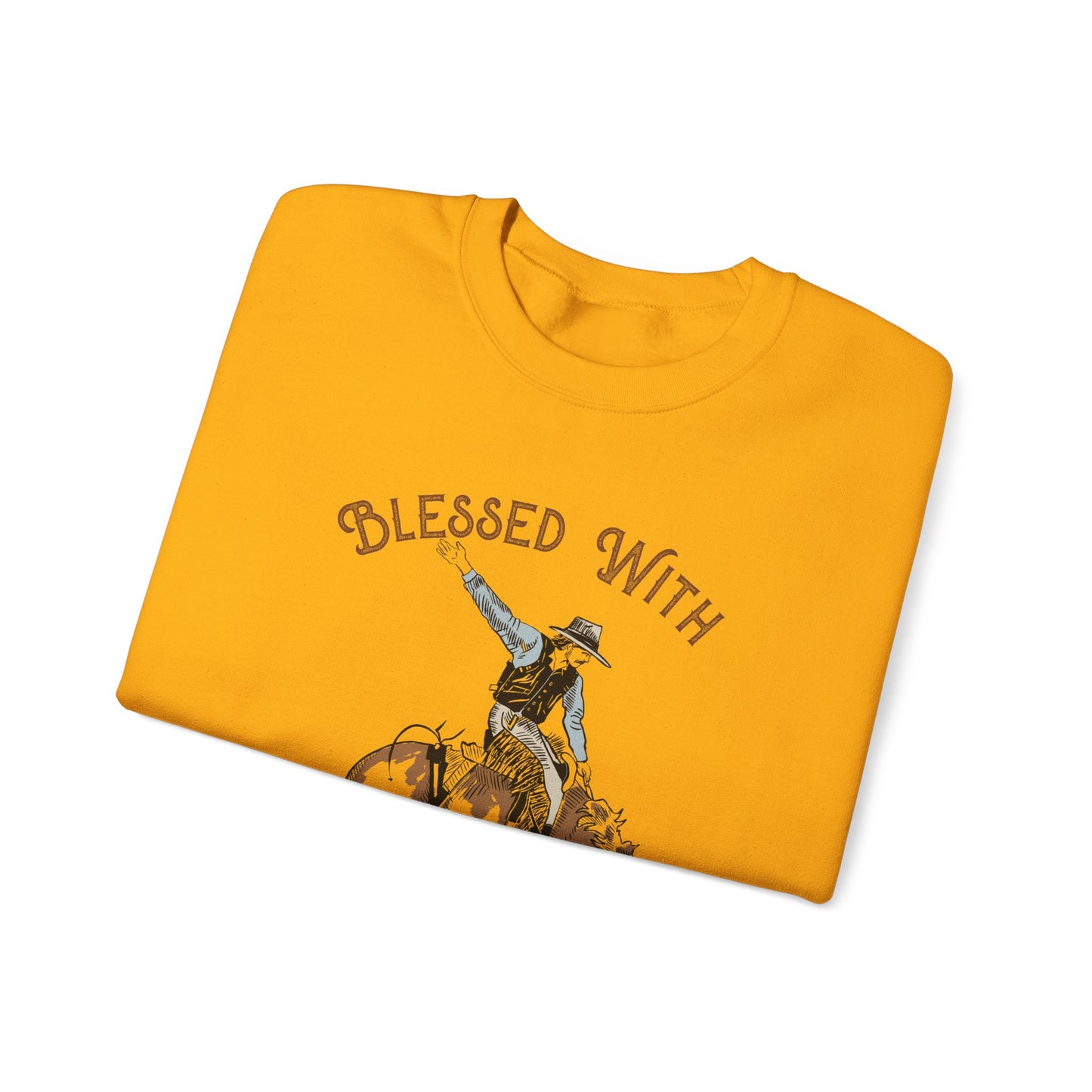 Blessed with a Cowboy Sweatshirt – Retro Christian Western Rodeo Pullover