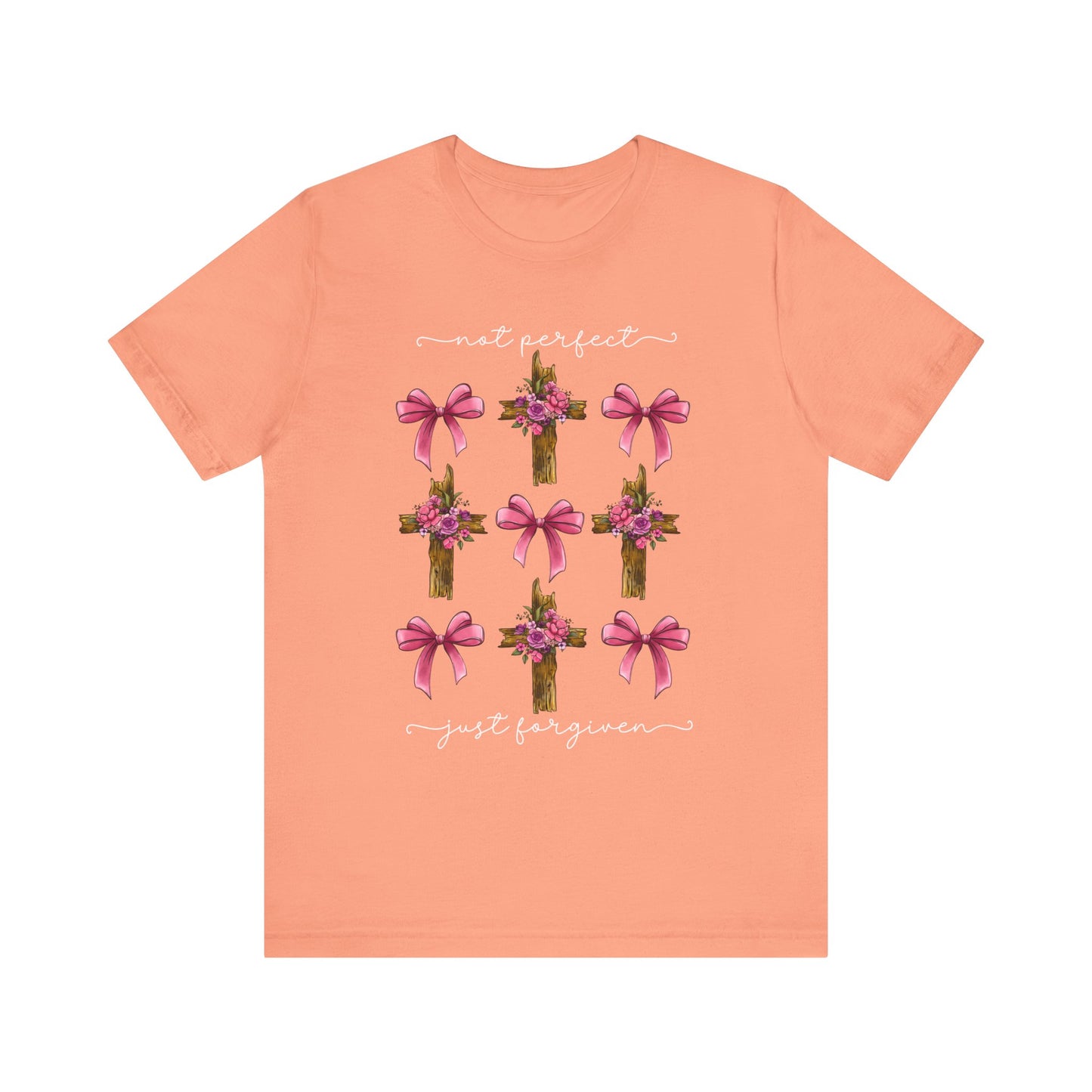 Not Perfect Just Given Shirt – Christian Coquette Bow Cross Faith Tee
