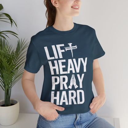 Lift Heavy Pray Hard Cross Nails Trendy Christ Gym Vintage T-Shirt