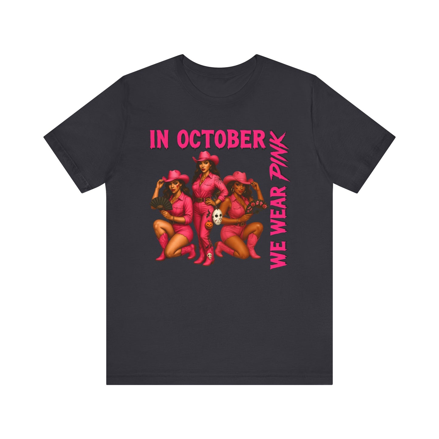 In October We Wear Pink Shirt – Western Cowgirl Breast Cancer Awareness Tee