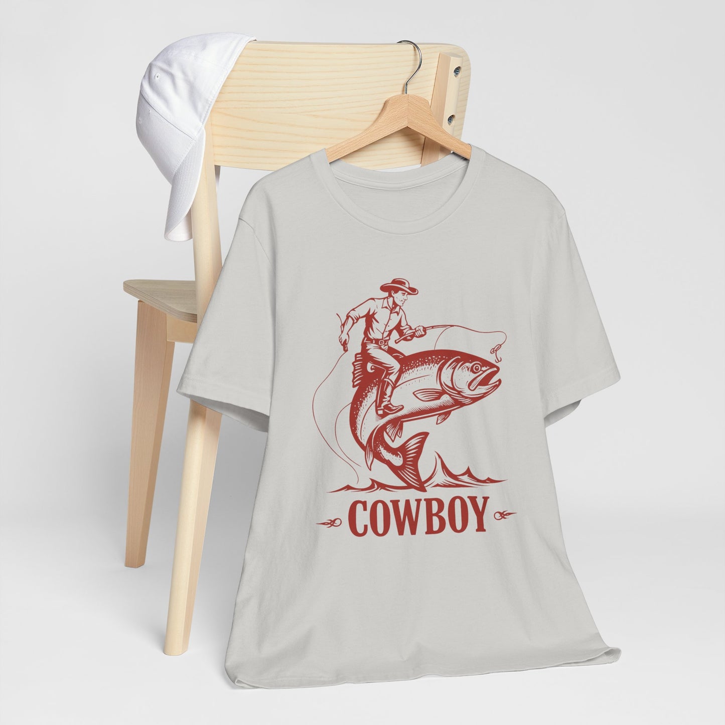 Cowboy Riding a Giant Fish Shirt – Vintage Western Fishing Rodeo Tee