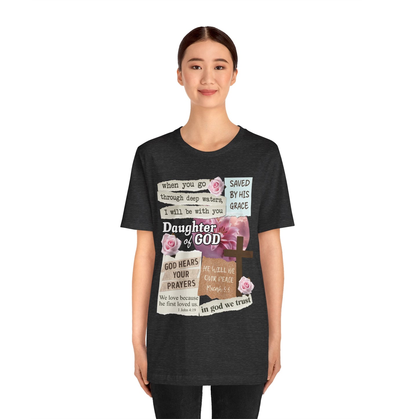 Daughter of God Shirt – Christian Floral Bible Verse Encouraging Faith Tee for Women