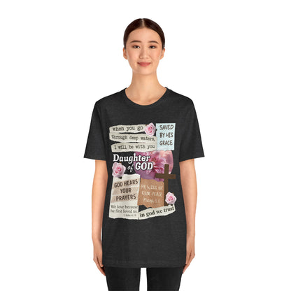 Daughter of God Shirt – Christian Floral Bible Verse Encouraging Faith Tee for Women