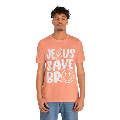 Jesus Saves Bro Shirt – Funny Retro Christian Cross Christmas Faith Tee