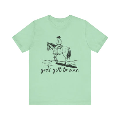 God’s Gift to Man Shirt – Cowboy Howdy Rodeo Christian Western Tee