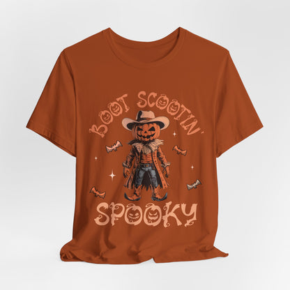Boot Scootin’ Spooky Shirt – Funny Cowboy Pumpkin Head Western Halloween Tee