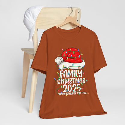 Family Christmas 2025 Shirt – Santa Hat & String Lights Matching Holiday Tee
