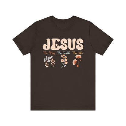 Jesus The Way The Truth The Life Shirt – Groovy Floral John 14:6 Christian Tee