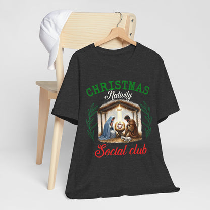 Christmas Nativity Social Club Shirt – Christian Nativity Scene Holiday Tee