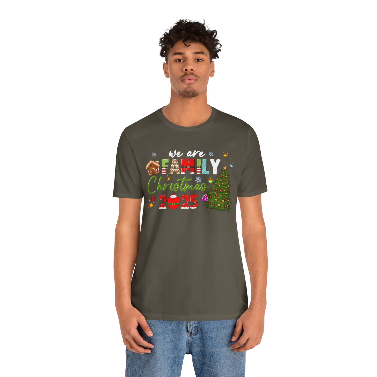 We Are Family Christmas Shirt – Matching Holiday Tee with Christmas Tree Lights