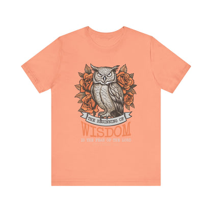 The Beginning of Wisdom Shirt – Boho Owl Flowers Christian Proverbs 9:10 Tee
