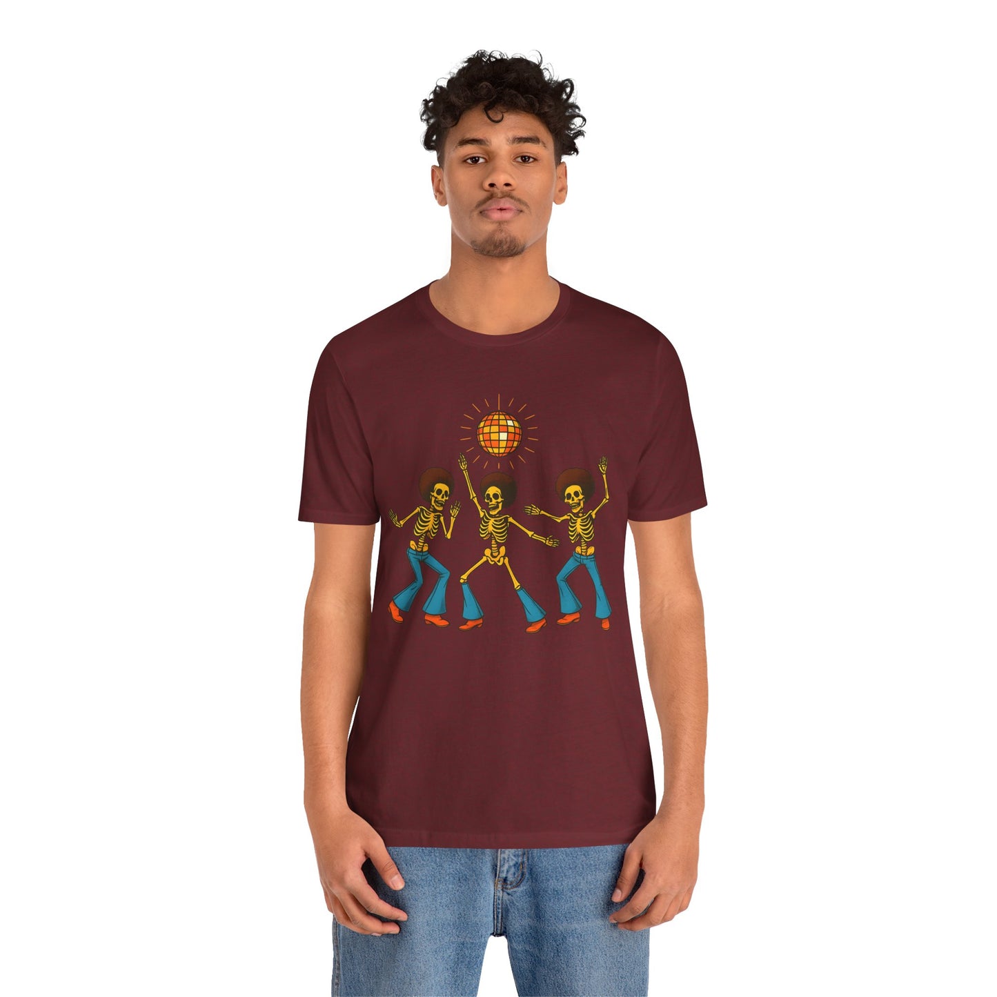 Disco Skeletons Dancing Shirt – Funny Retro 70s Halloween Party Tee
