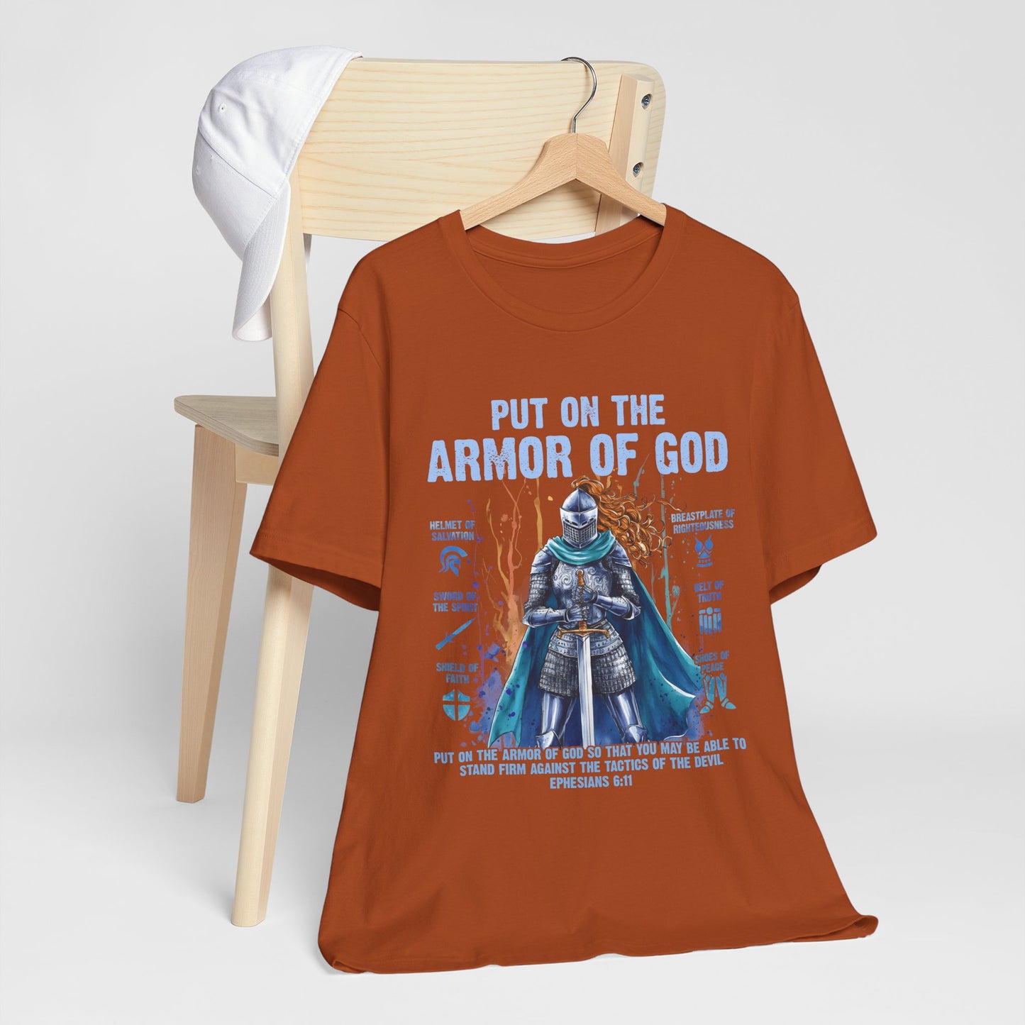 Put On the Armor of God Shirt – Christian Ephesians 6:11 Bible Verse Warrior Tee