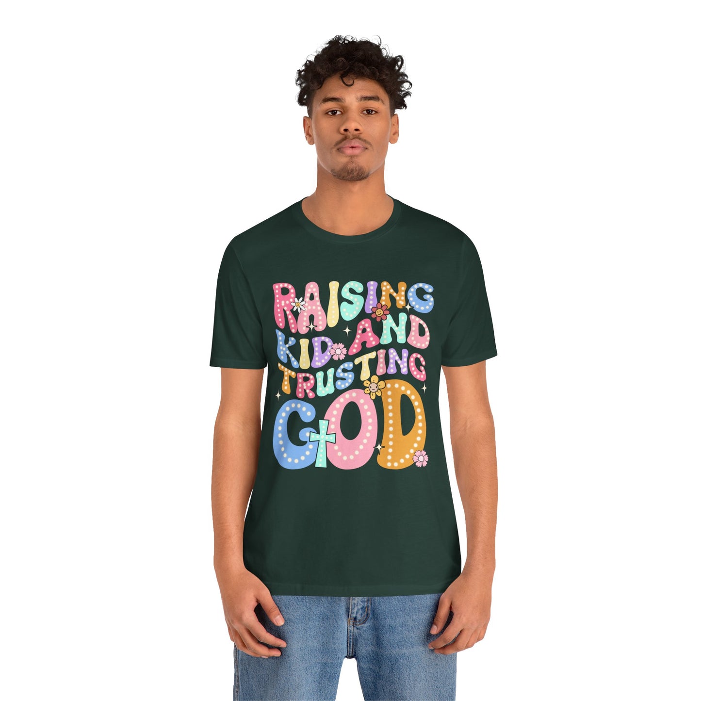 Raising Kids and Trusting God Shirt – Groovy Christian Faith-Fueled Mama Tee