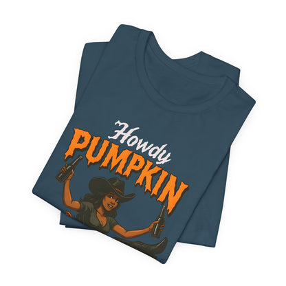 Howdy Pumpkin Shirt – Funny Black Cowgirl Western Halloween Tee