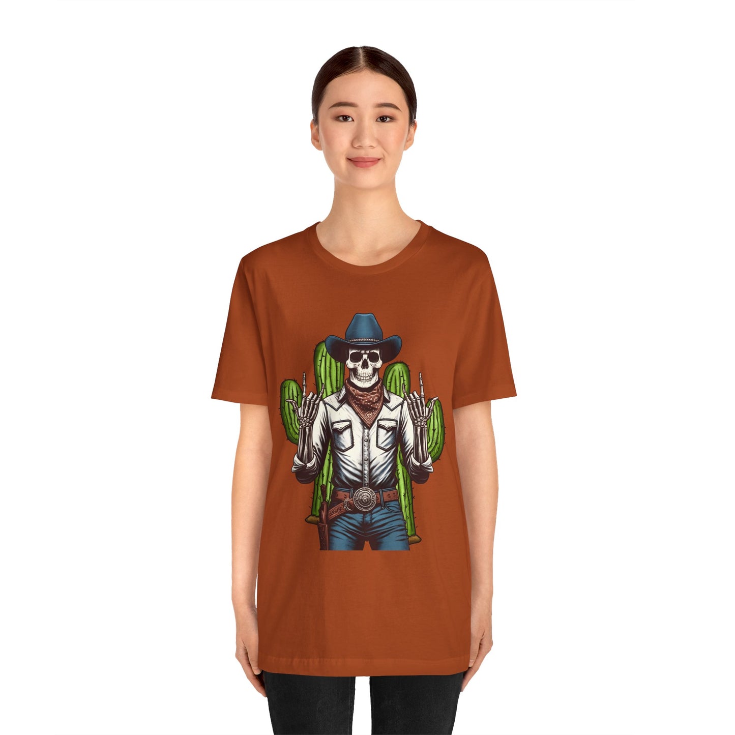 Skeleton Cowboy Howdy Shirt – Rock Hand Skull Western Rodeo Texas Tee