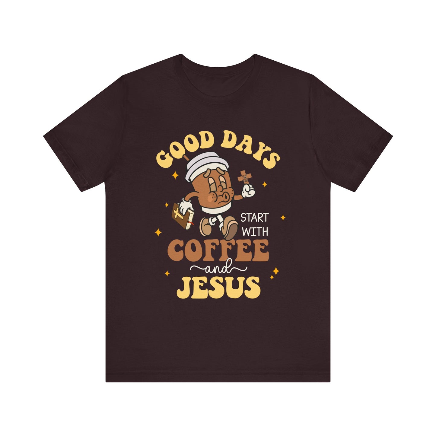 Good Days Start with Coffee & Jesus Shirt – Christian Groovy Prayer Tee