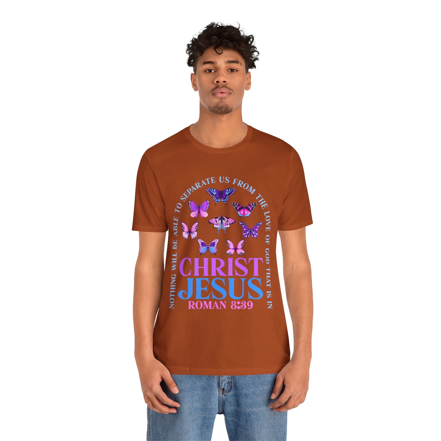 The Love of God in Christ Jesus Shirt – Boho Butterfly Romans 8:39 Faith Tee