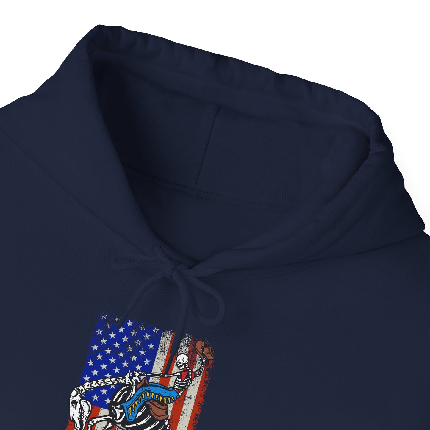US Flag Skeleton Cowboy Hoodie – Western Horse Riding Rodeo Pullover