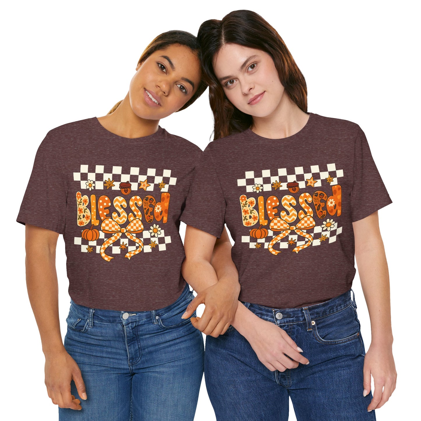 Blessed Checkerboard Pumpkin Shirt – Christian Thankful Fall Thanksgiving Tee