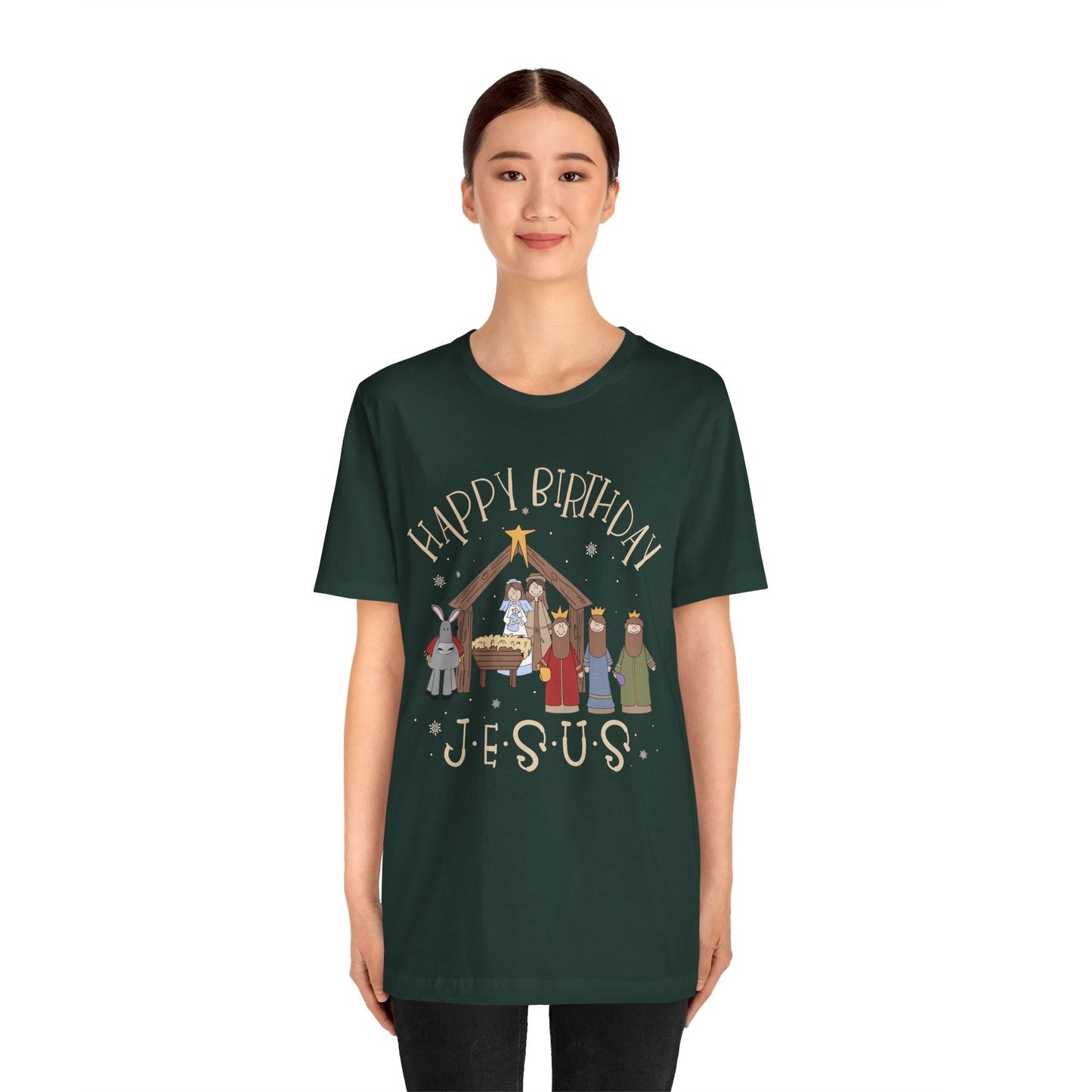 Nativity Happy Birthday Jesus Shirt – Christian Faith-Filled Christmas Tee