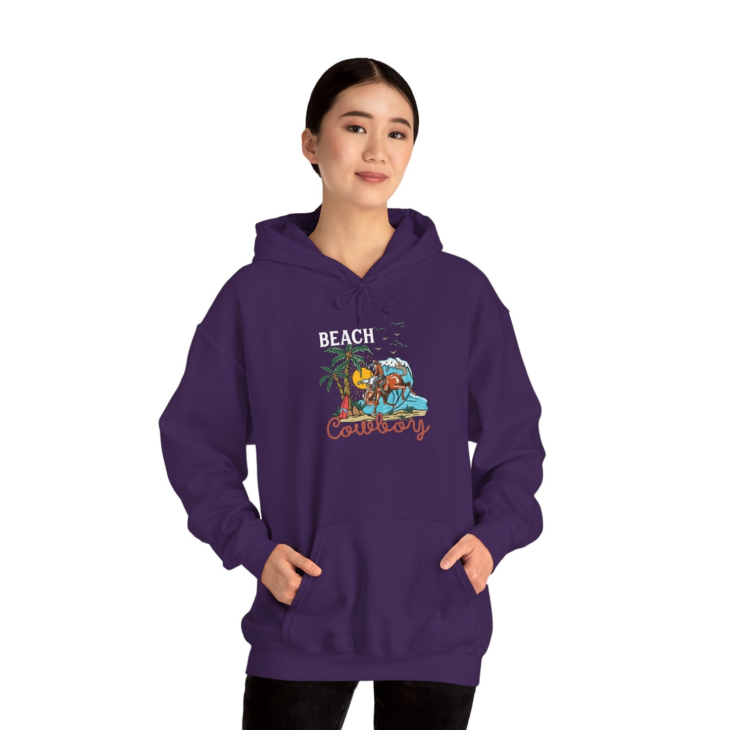 Beach Cowboy Hoodie – Tropical Palm Tree Western Rodeo Texas Pullover