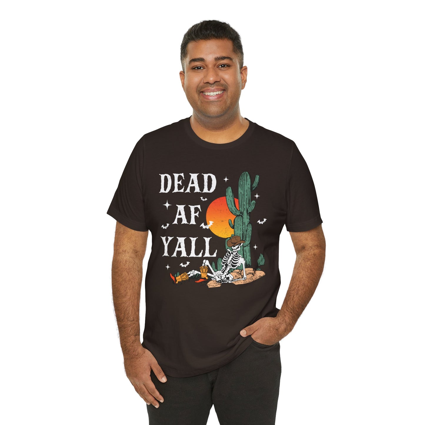 Dead AF Y’all Shirt – Western Skeleton Cowboy Spooky Halloween Tee