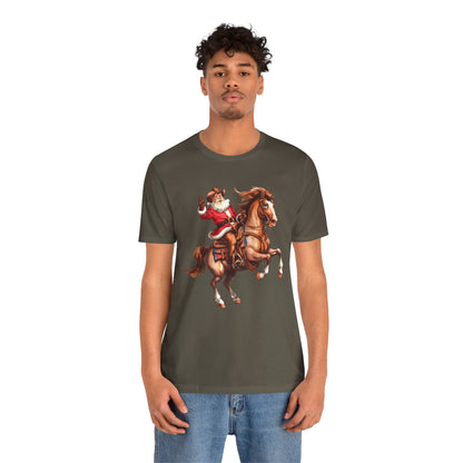 Cowboy Santa on Bucking Horse Shirt – Funny Western Rodeo Christmas Tee