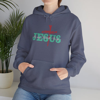 The Way Truth Life Christ Jesus Cross Nails Christian Bible Hoodie